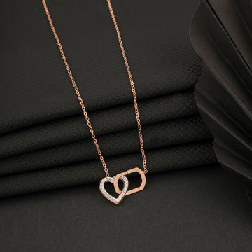 Octagone Heart Rosegold Necklace