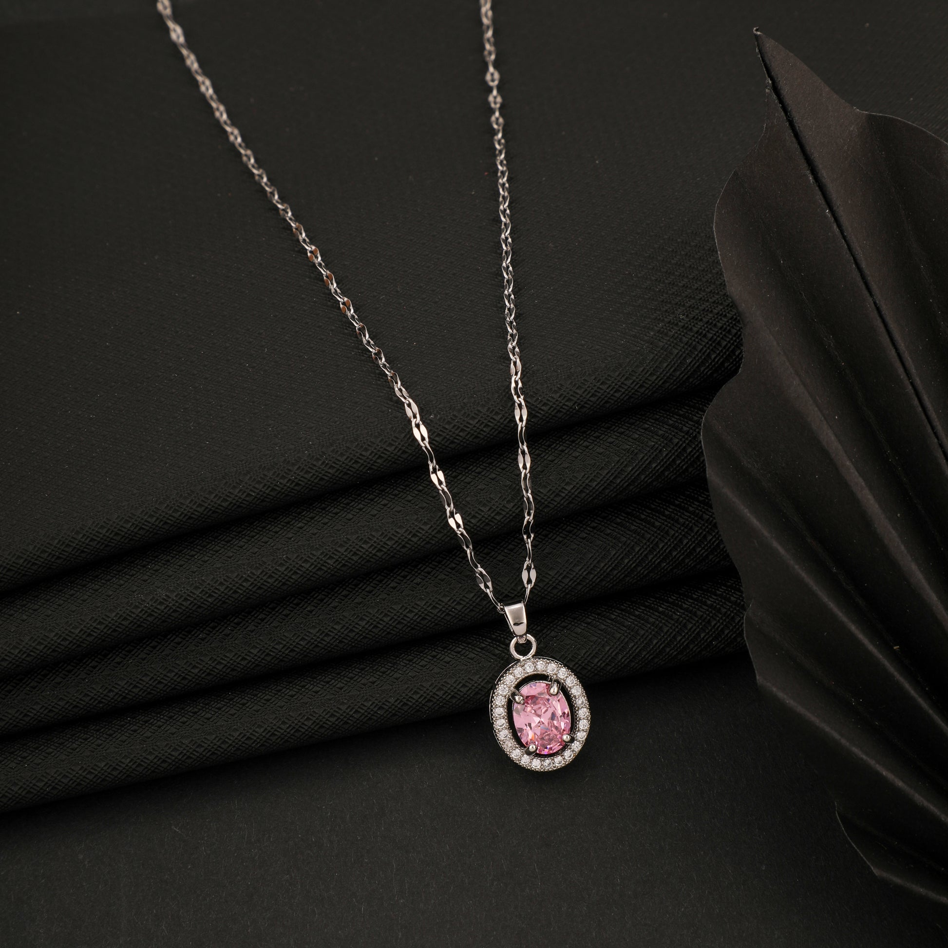 Pink Diamond Silver Necklace