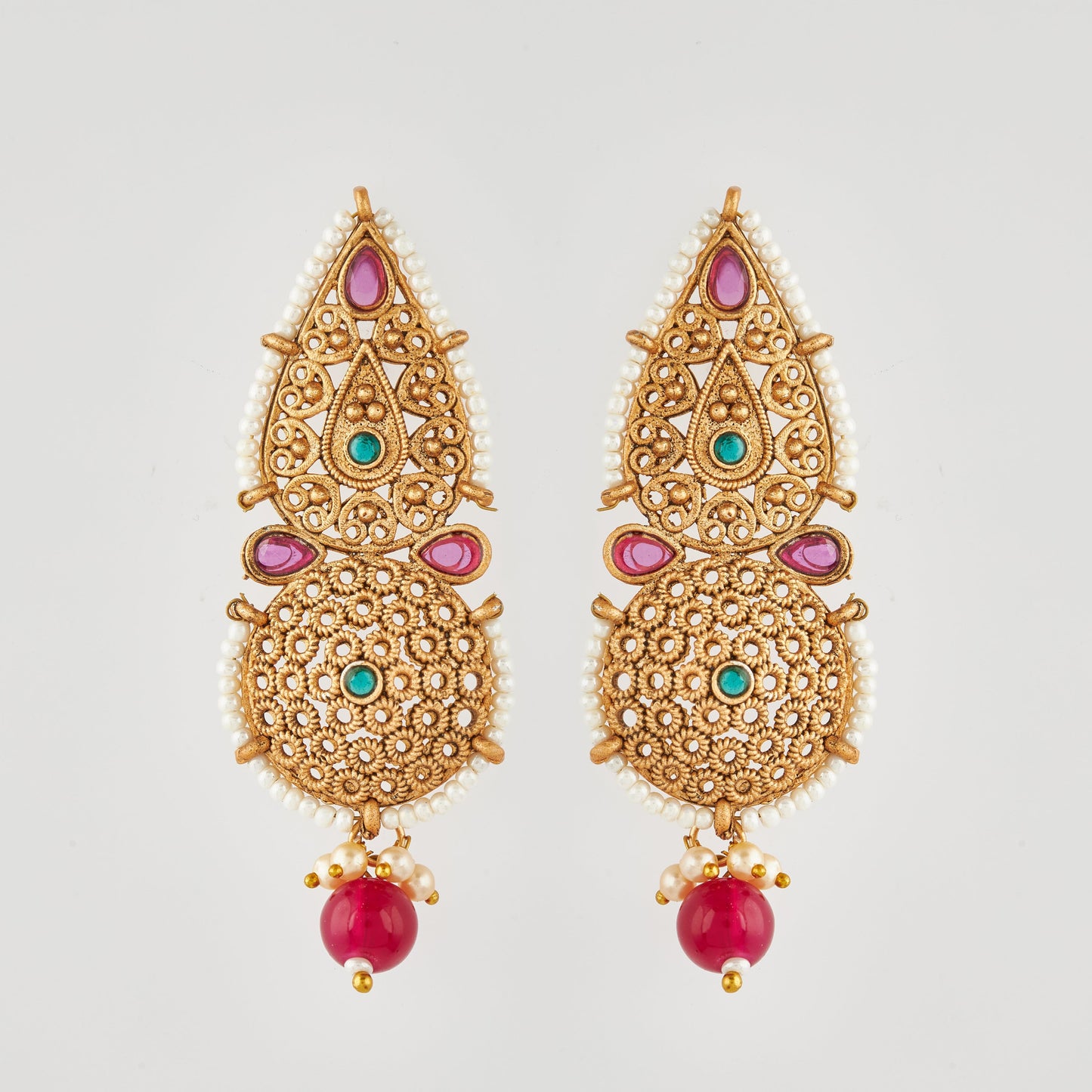 Gold-Toned Earrings with Eye-Catching Stone Detail