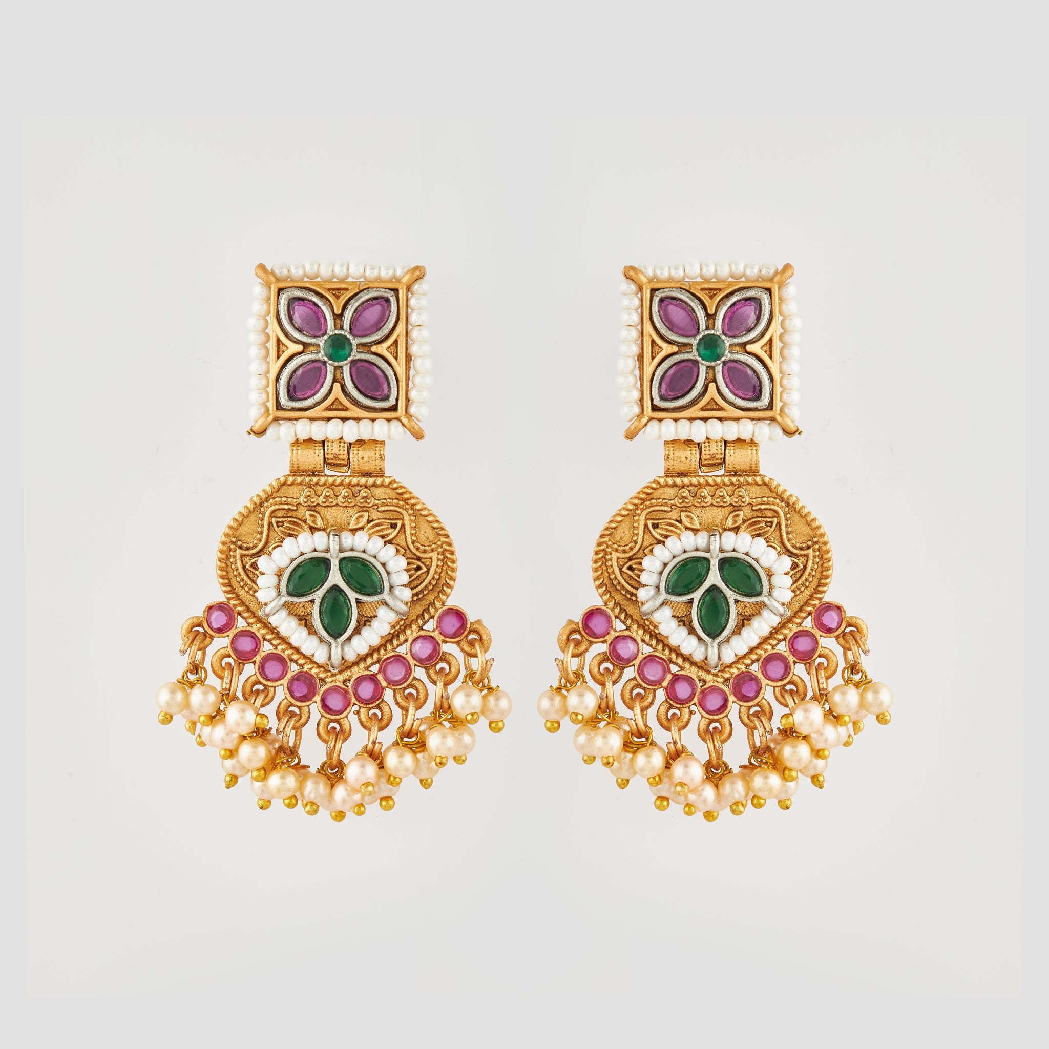 Gold-Toned Earrings with Eye-Catching Stone Detail