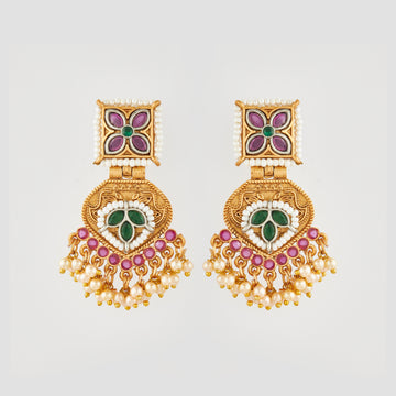 Gold-Toned Earrings with Eye-Catching Stone Detail