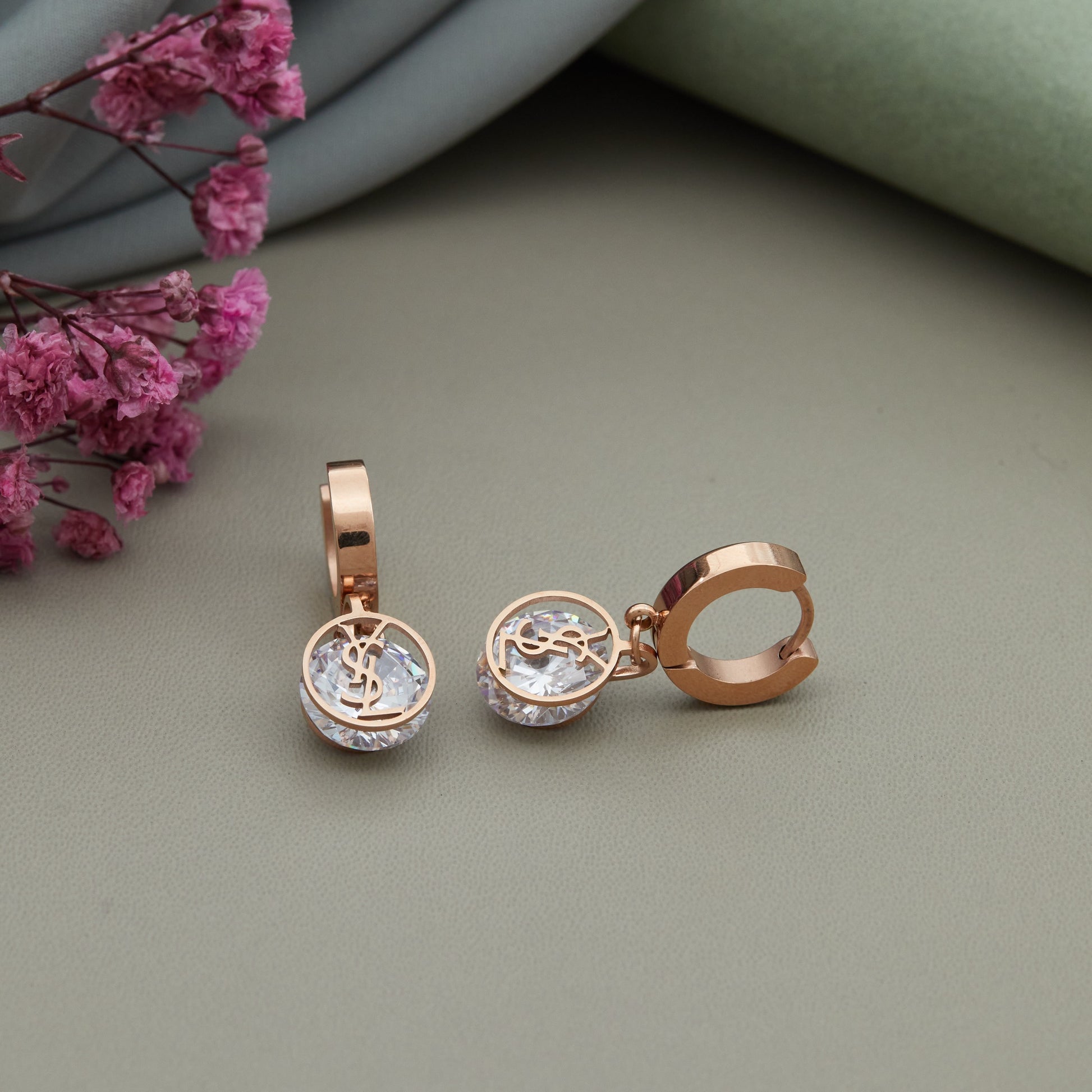 Rose Gold Plated Luxuries Diamond Earrings GPER047