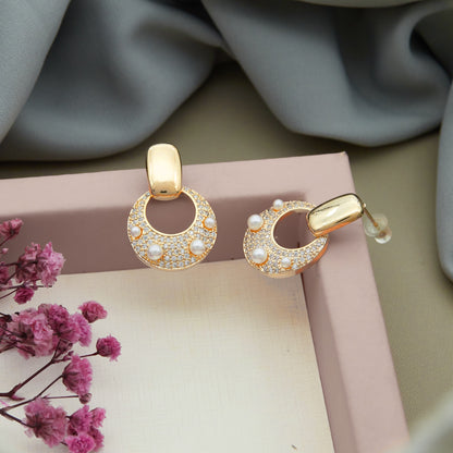 Gold Plated Luxuries Diamond Earrings GPER039