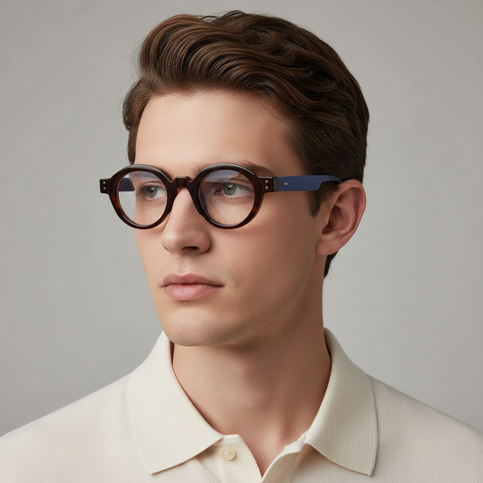 Bonzer Blue Brown Clear Round Sunglasses