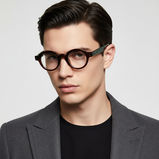 Bonzer Green Brown Clear Round Sunglasses