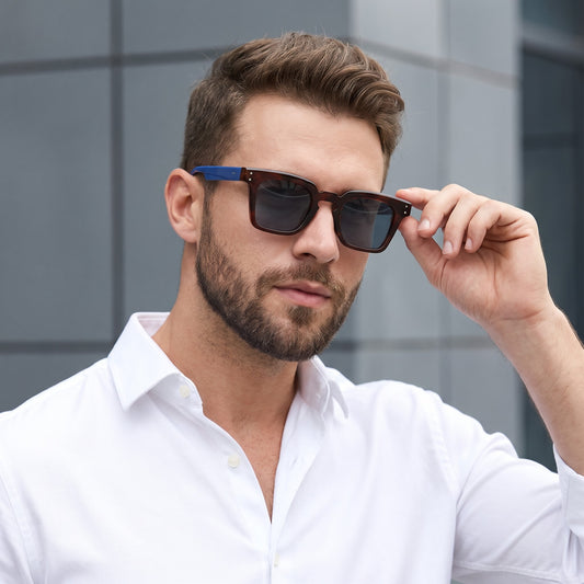 Hamilton Blue Brown Black Square Sunglasses