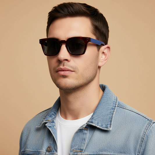 Hamilton Blue Brown Black Square Sunglasses