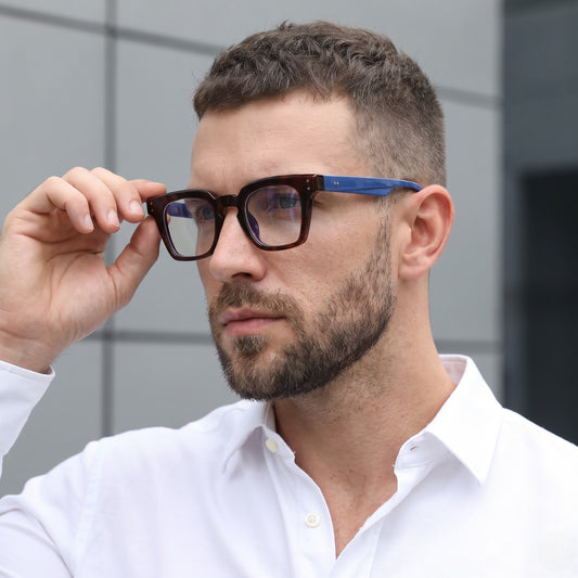 Hamilton Blue Brown Clear Square Sunglasses