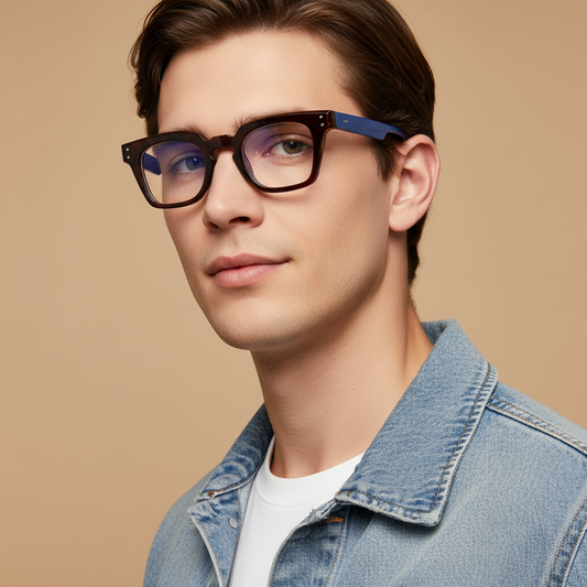 Hamilton Blue Brown Clear Square Sunglasses