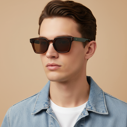 Hamilton Green Brown Brown Square Sunglasses