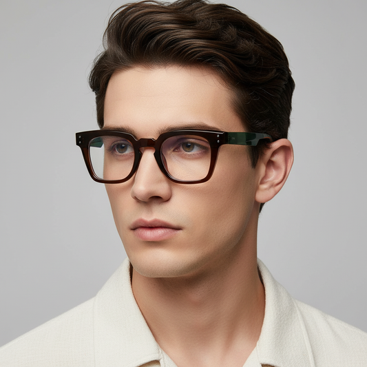 Hamilton Green Brown Clear Square Sunglasses