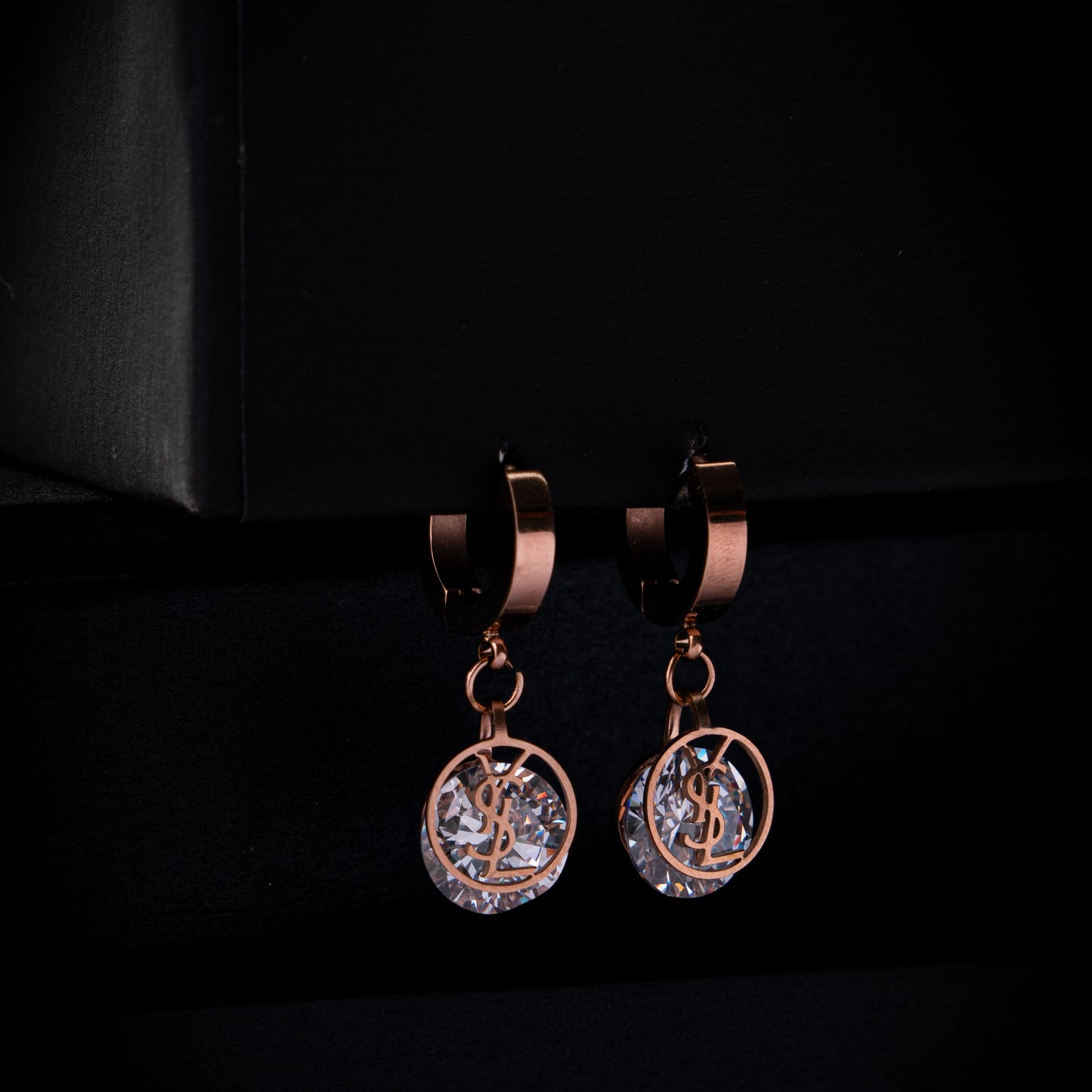 Rose Gold Plated Luxuries Diamond Earrings GPER047