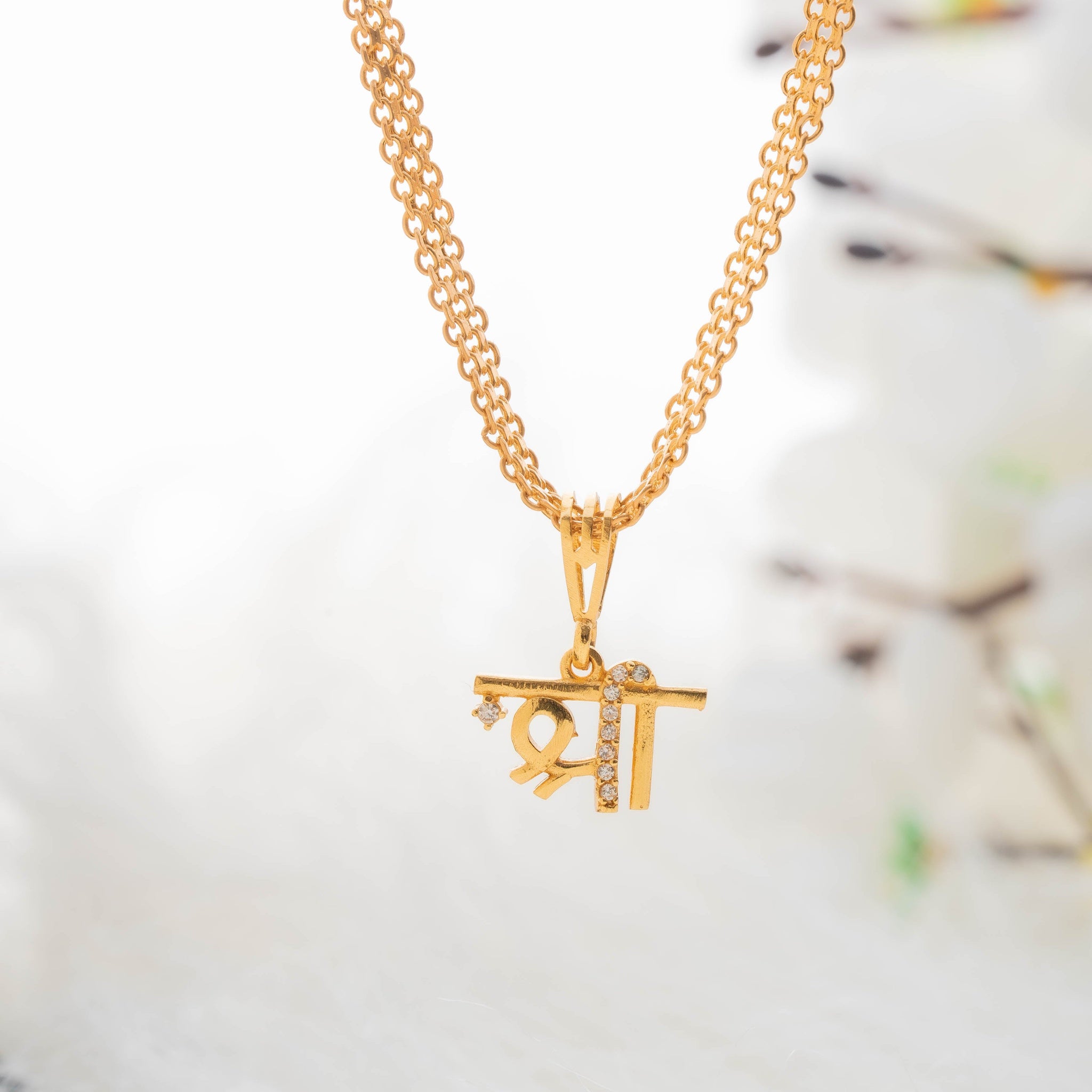 Gold Plated Chain With Shree diamond pedant