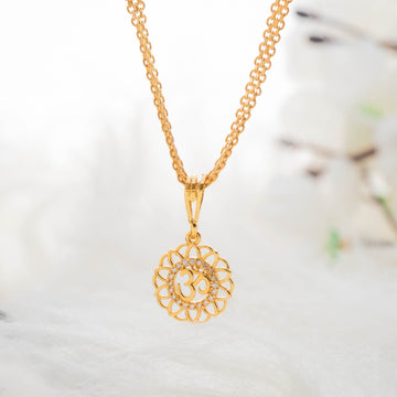 Gold Plated Chain With Rudransh Diamond Pedant