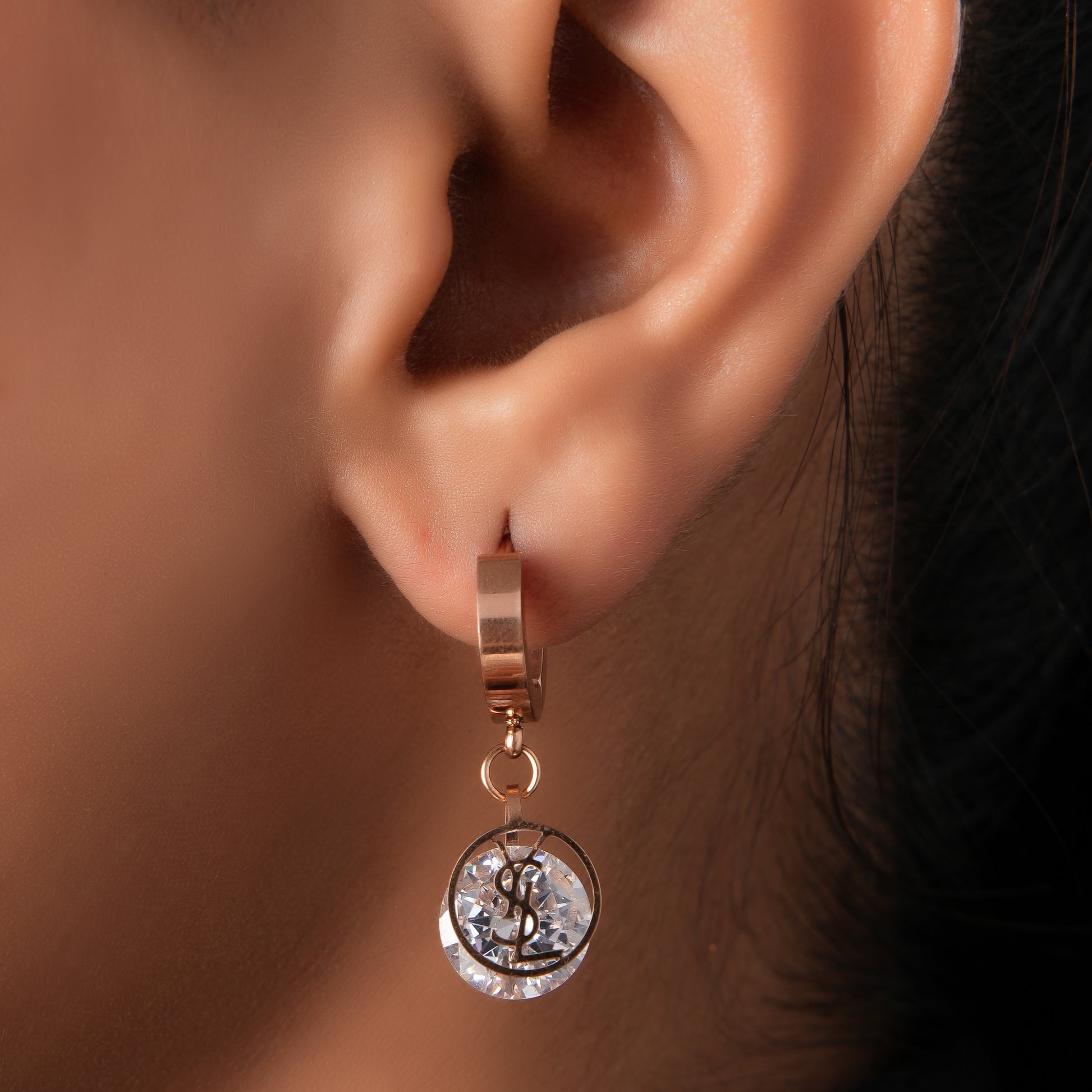 Rose Gold Plated Luxuries Diamond Earrings GPER047