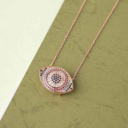 Rosegold Plated Calms Evil Eye Women's chain And Pedant