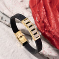 Gold Plated Morbius With Diamond In Black Silicone Bracelet