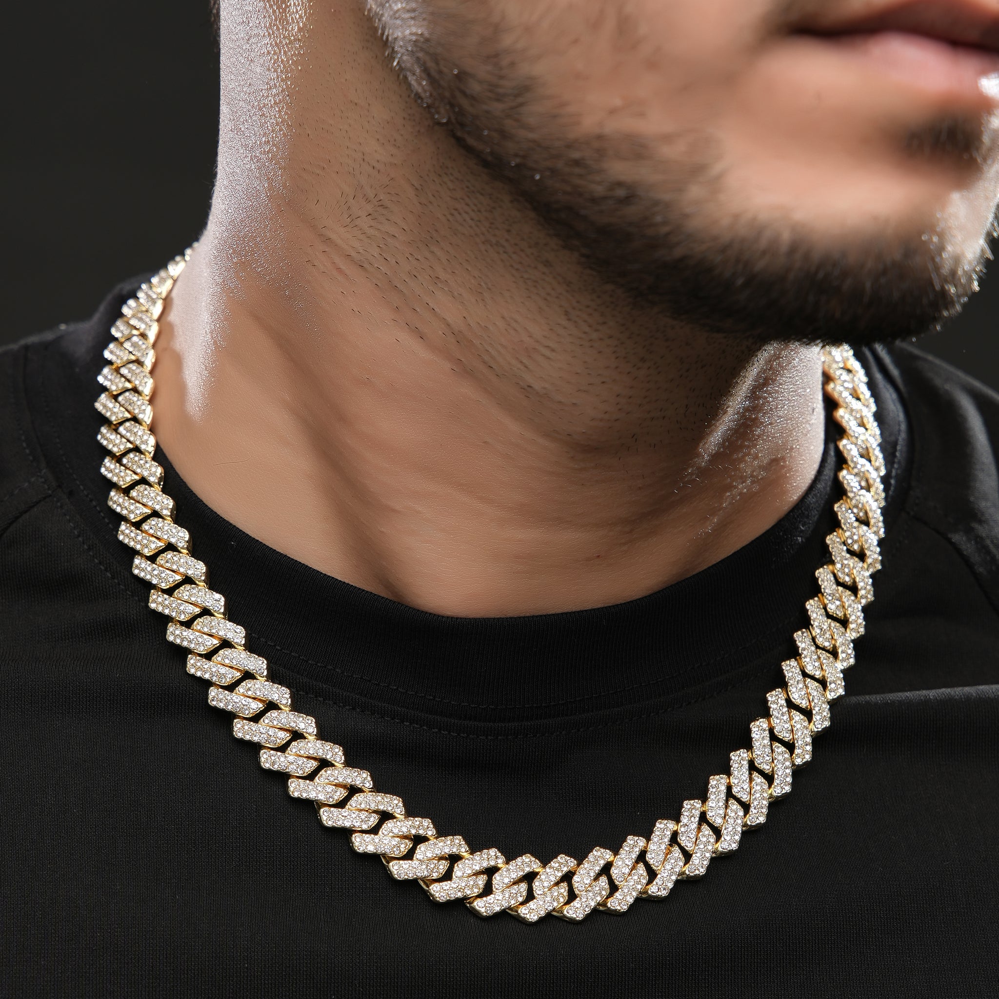 Signature Dimound Gold Cuban Chain Necklace