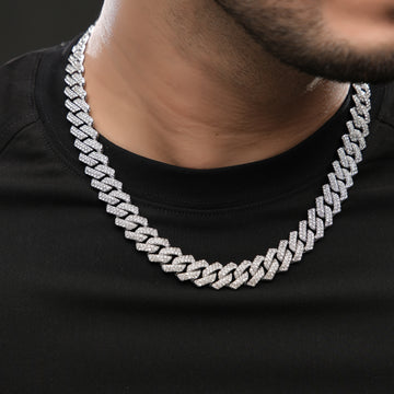 Signature Dimound Silver Cuban Chain Necklace