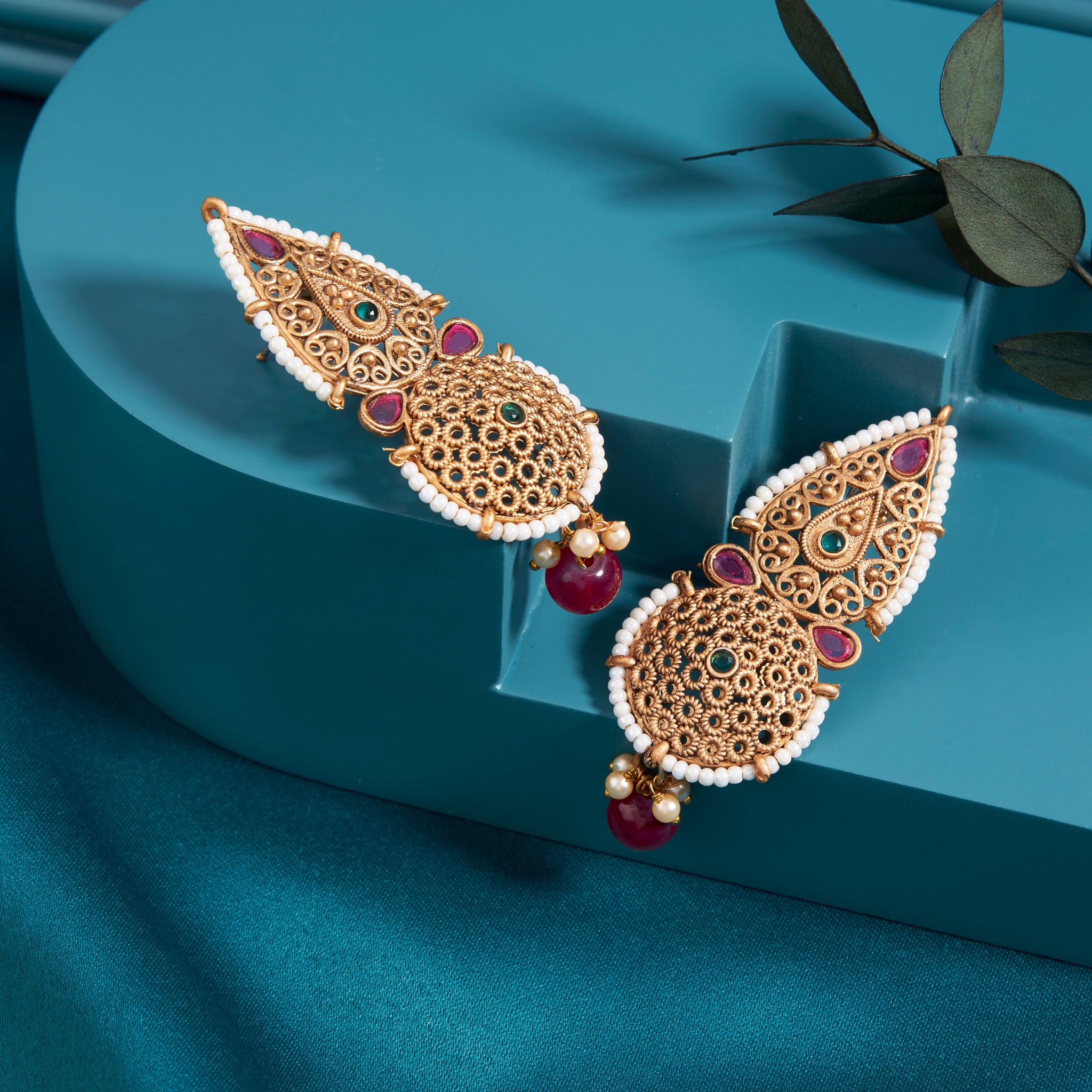 Gold-Toned Earrings with Eye-Catching Stone Detail