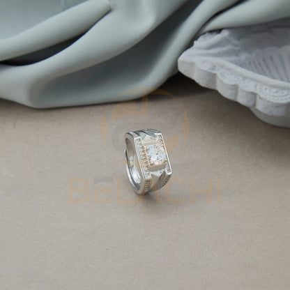 Silver Plated Diamond Adujstable Ring SPWDR005