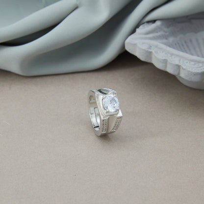 SILVER PLATED DIAMOND ADJUSTABLE RING SPWDR003