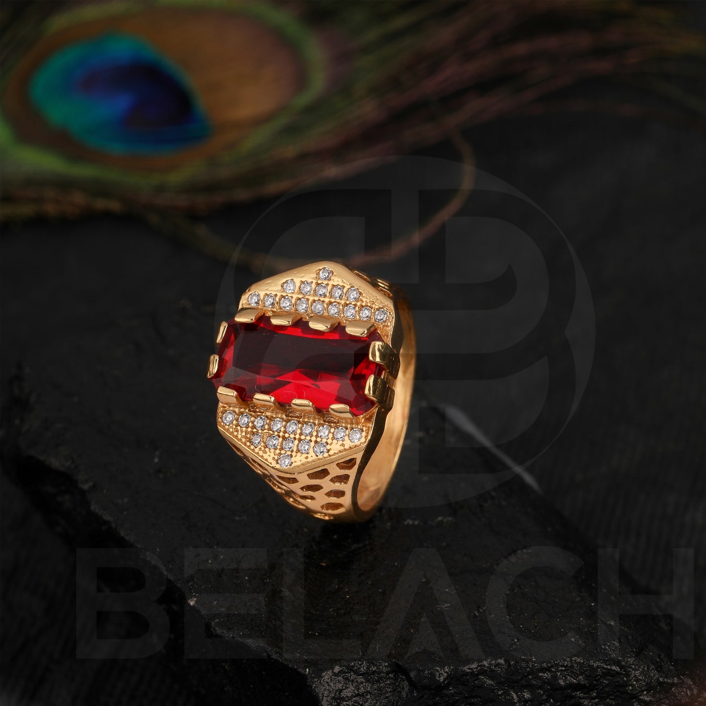 GOLD PLATED STONE RING GPSR019