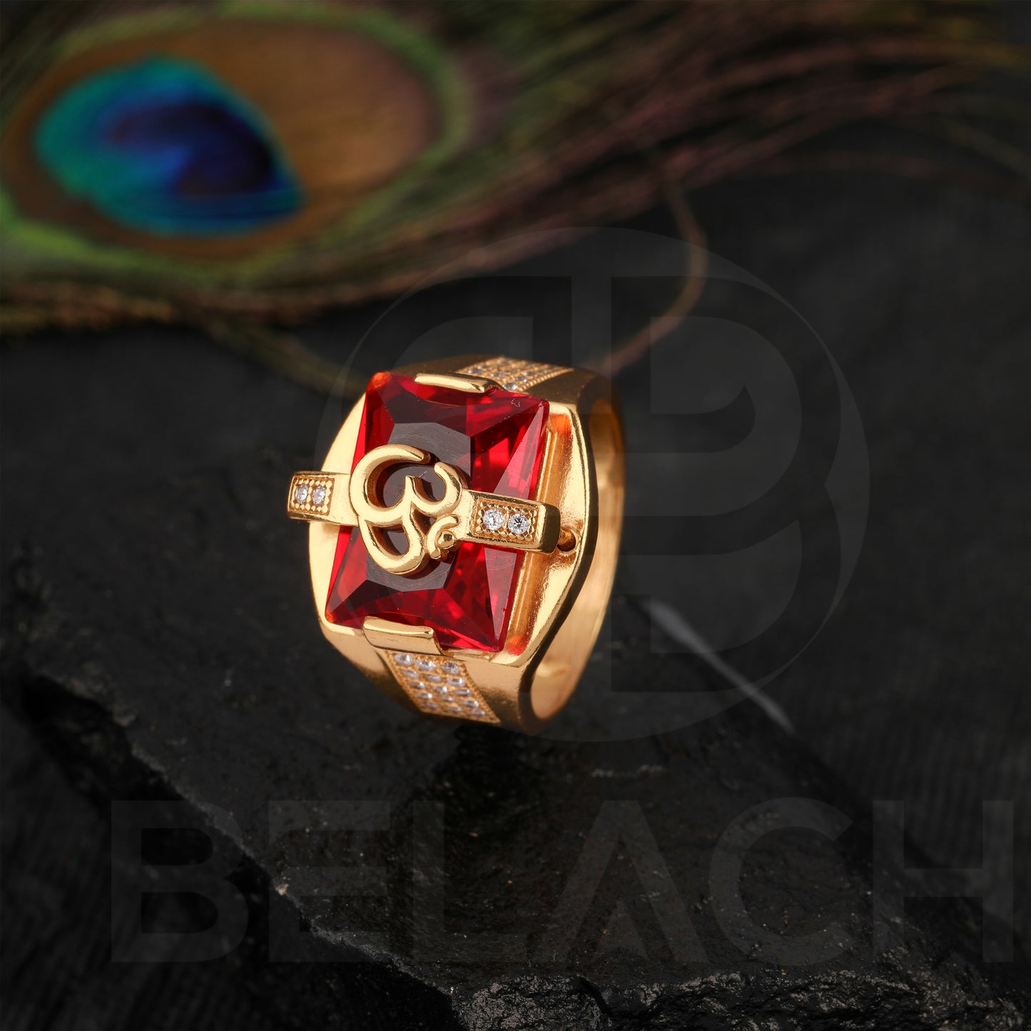 GOLD PLATED RED STONE RING GPSR021