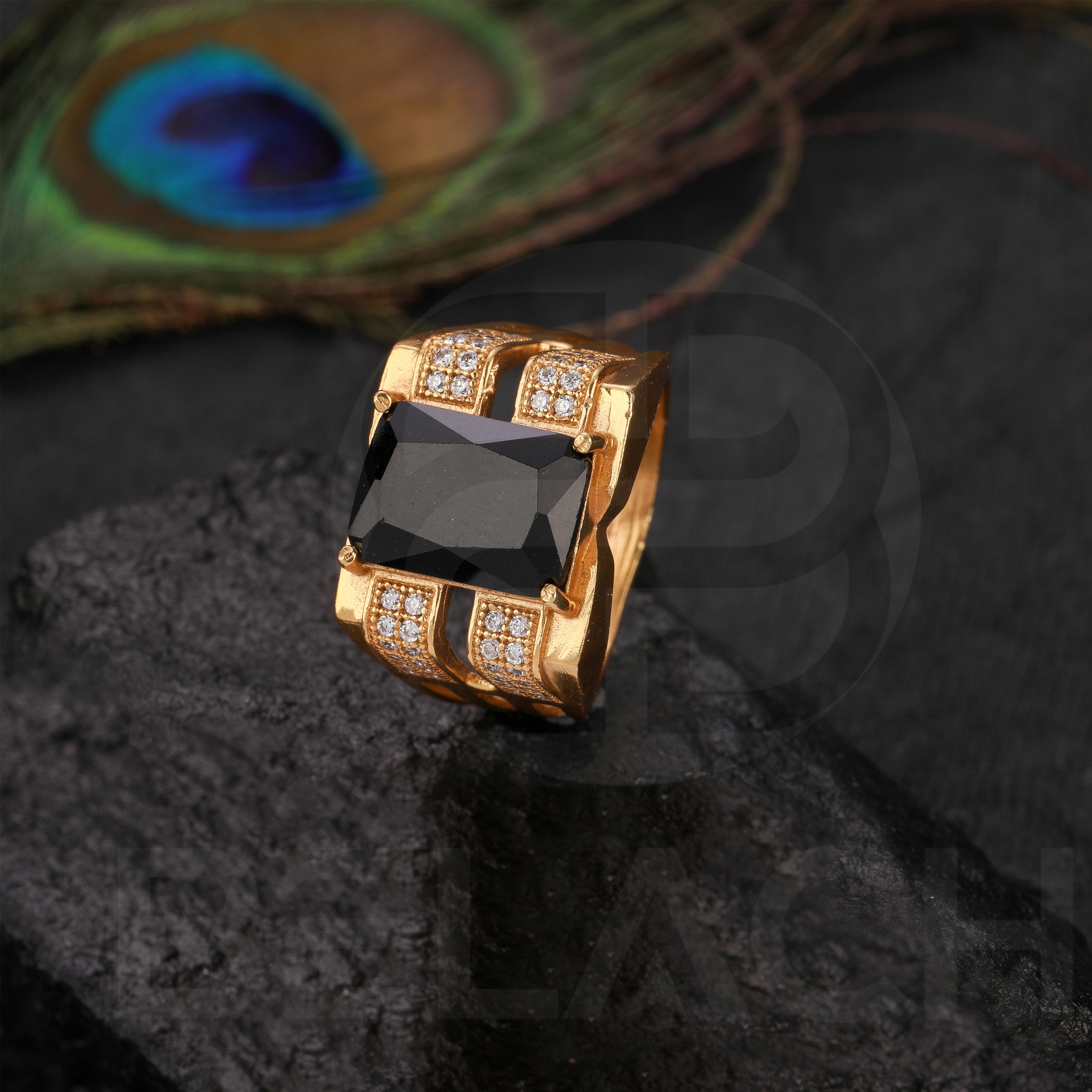 Imported Black Stone Texas Ring for Men RG-039 – Rudraksh Art Jewellery