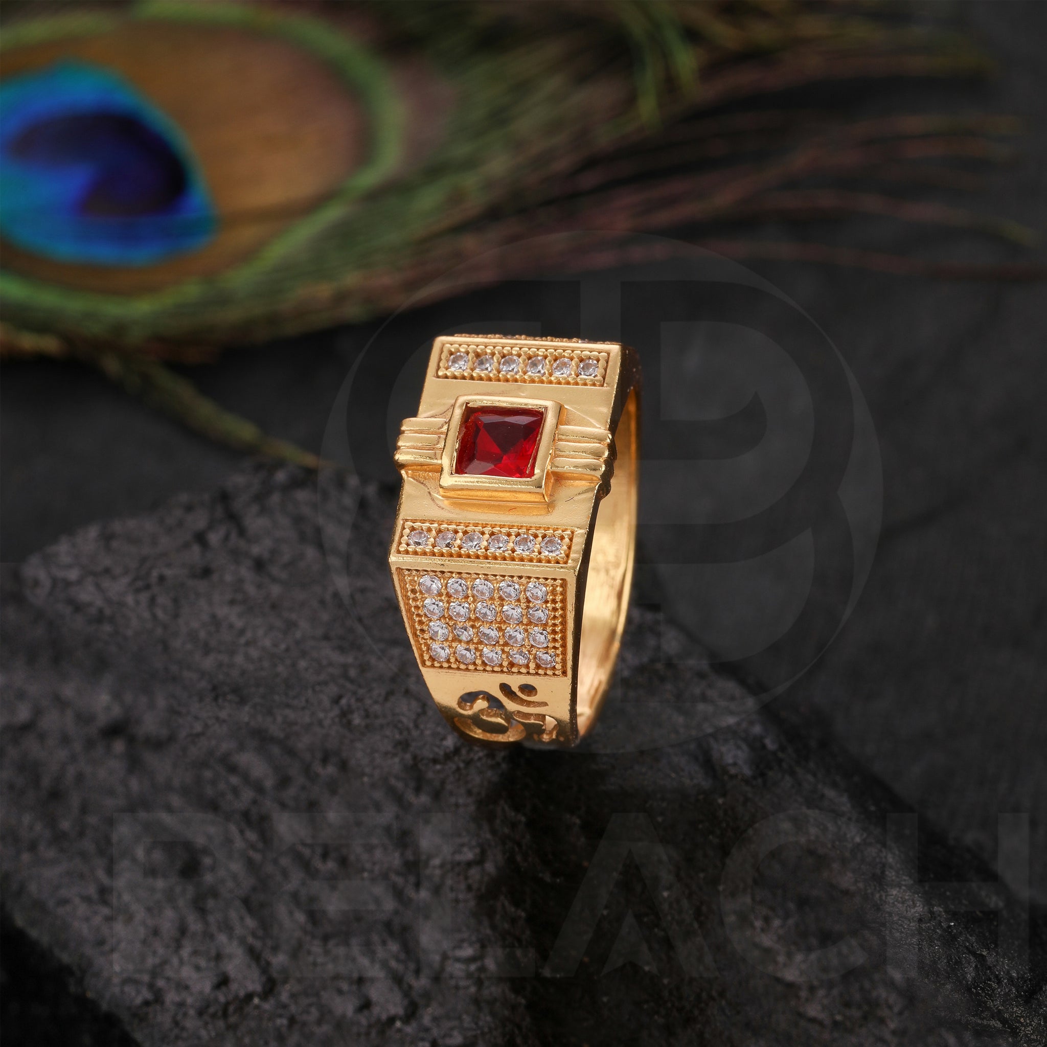 Gold Plated Red Stone Ring