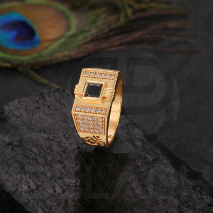 GOLD PLATED BLACK STONE RING GPSR028