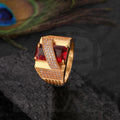 Gold Plated Red Stone Ring