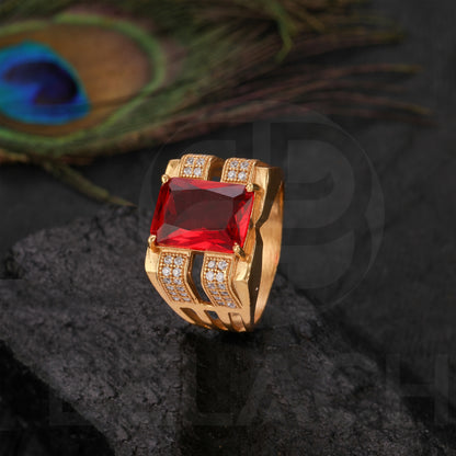 GOLD PLATED RED STONE RING GPSR032