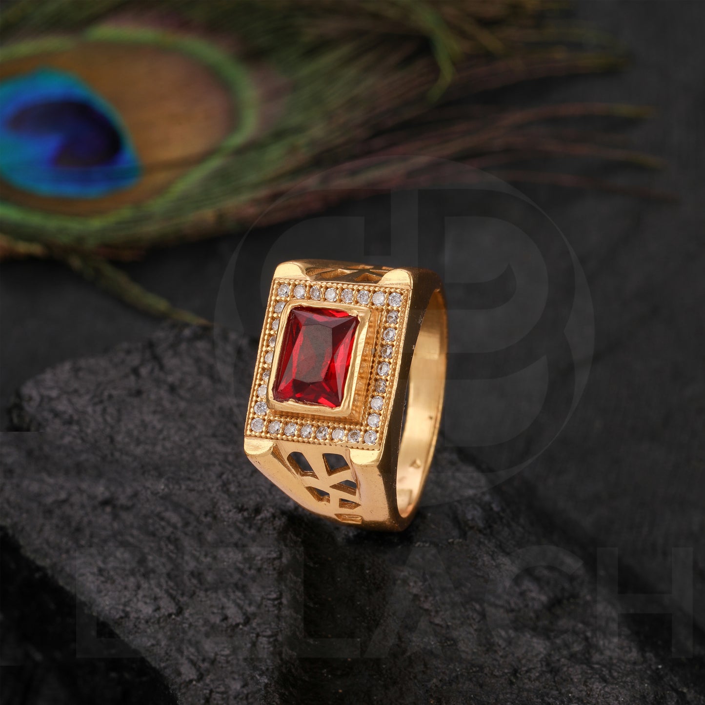 Gold Plated Red Stone Ring