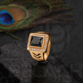 Gold Plated Black Stone Ring