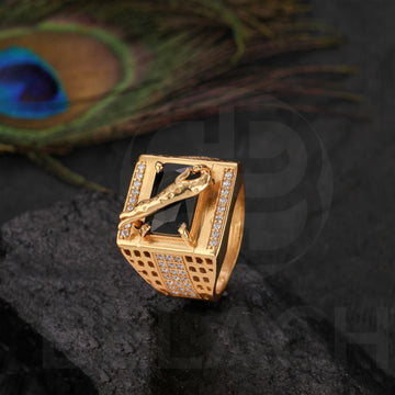 Gold Plated Black Stone Ring