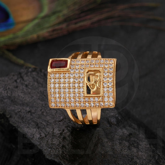 GOLD PLATED RED STONE RING GPSR050