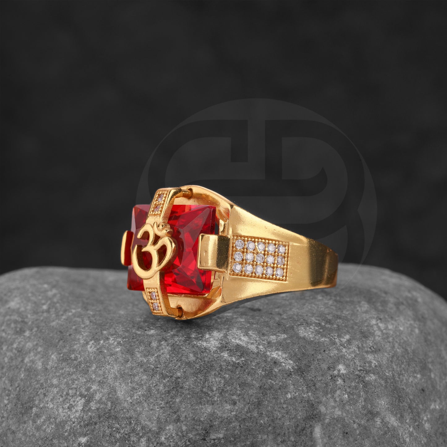 GOLD PLATED RED STONE RING GPSR021