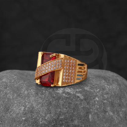 GOLD PLATED RED STONE RING GPSR030