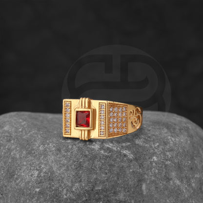 GOLD PLATED RED STONE RING GPSR027
