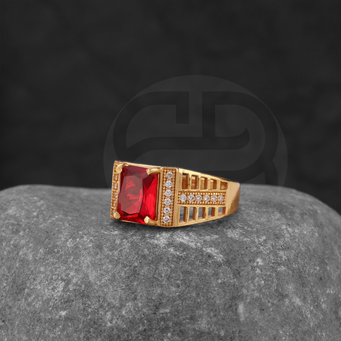 GOLD PLATED RED STONE RING GPSR047