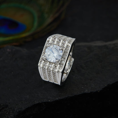 SILVER PLATED DIAMOND ADJUSTABLE RING SPWDR001
