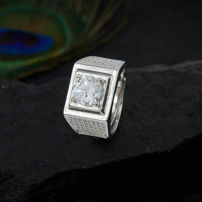 SILVER PLATED DIAMOND ADUJSTABLE RING SPWDR002