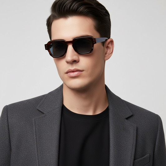 William Blue Brown Black Round Sunglasses