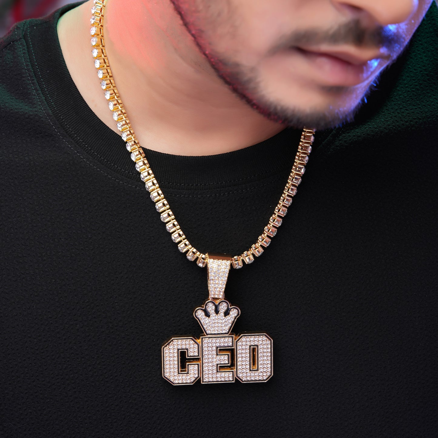 CEO Small Crown Gold chain With Diamond Pedant GPCP007