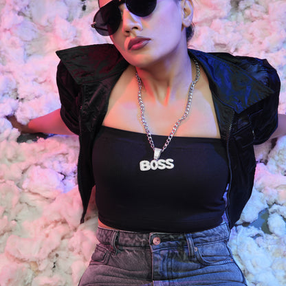 Boss Vibes Silver chain With Diamond Pedant SPCP072