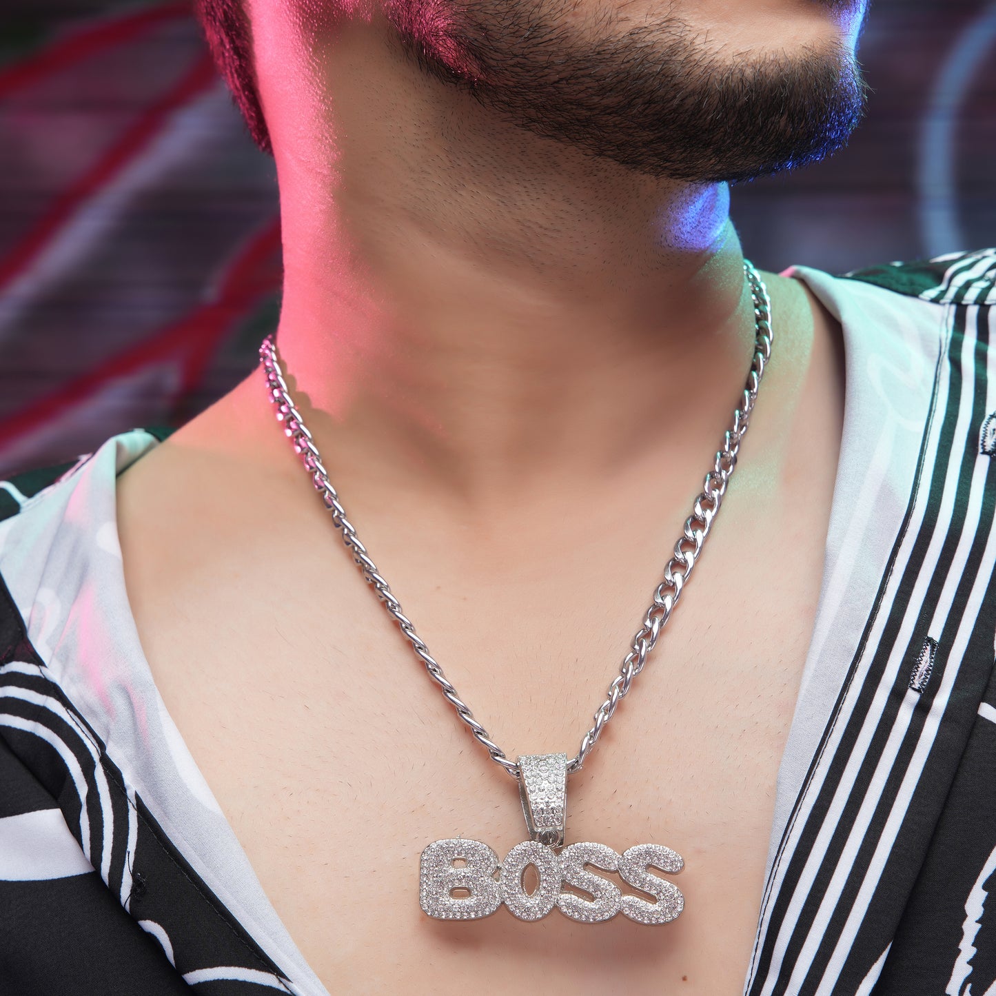 Boss Vibes Silver chain With Diamond Pedant SPCP072