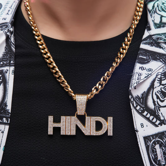 Hindi Vibe Gold chain With Diamond Pedant 