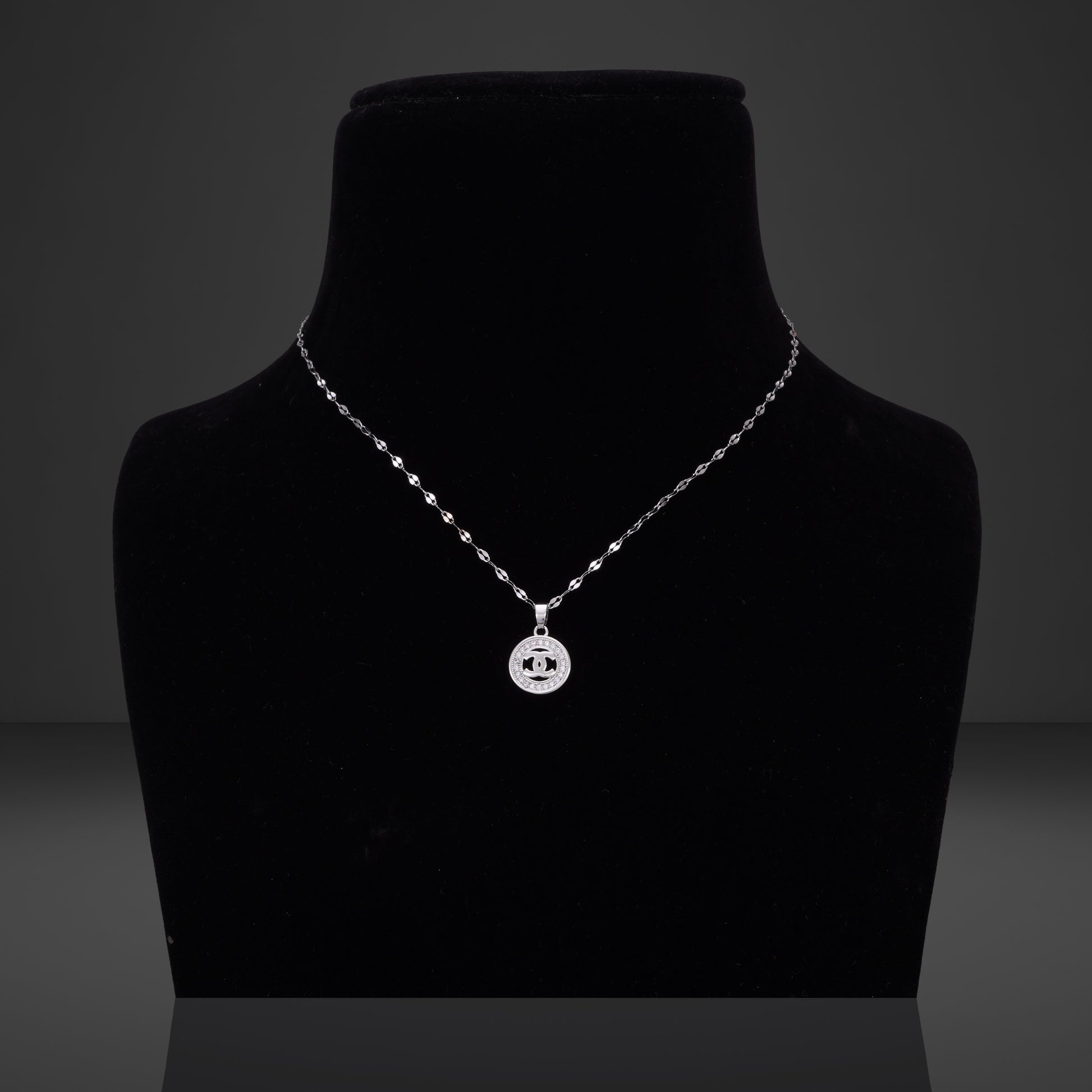 Curly Diamond Silver Necklace