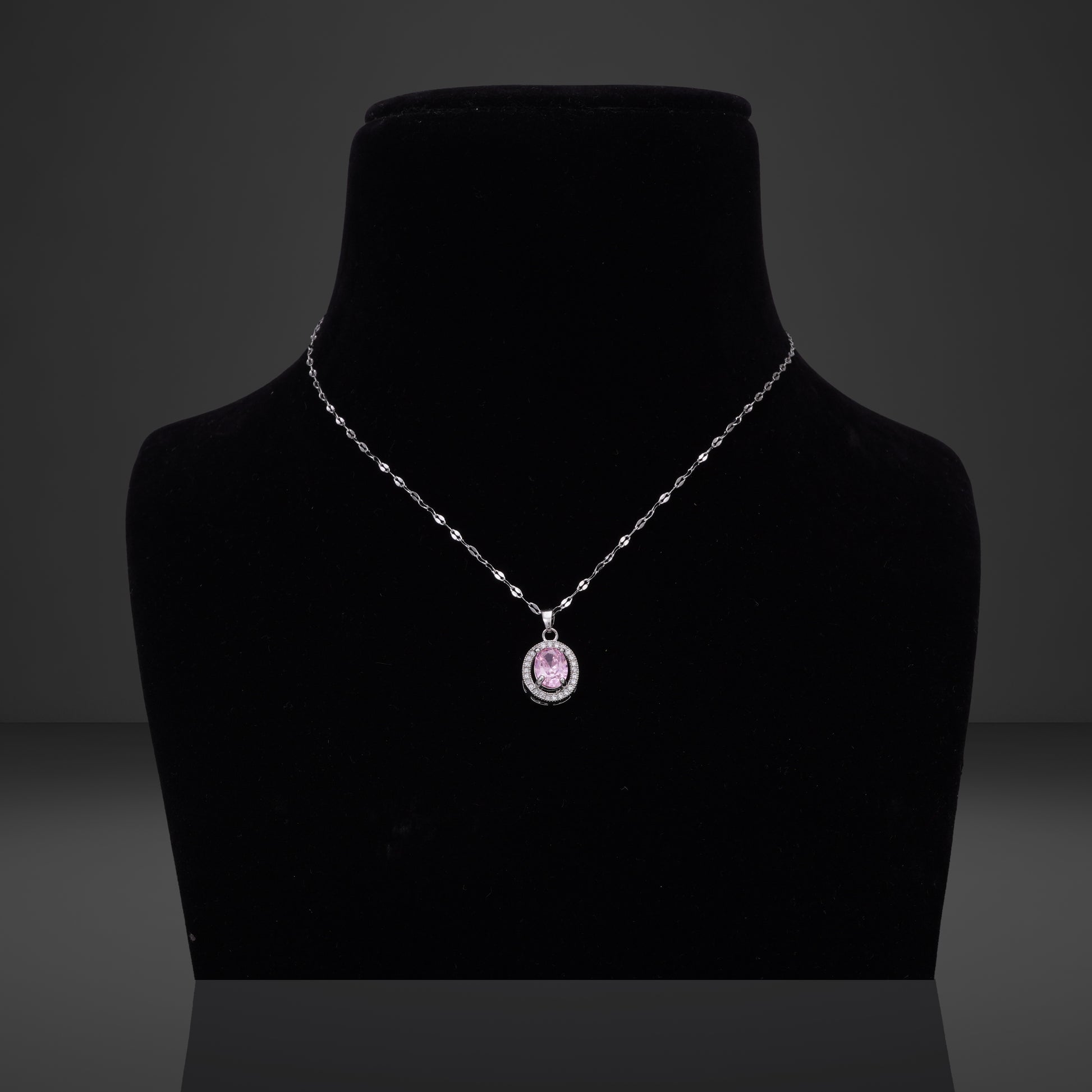 Pink Diamond Silver Necklace